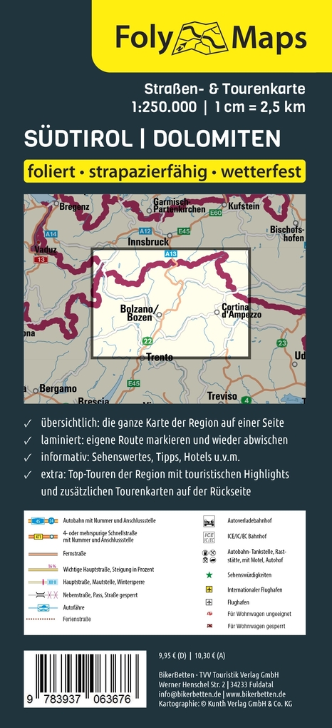 Weitere Ansicht: FolyMaps Südtirol Dolomiten 1:250 000
