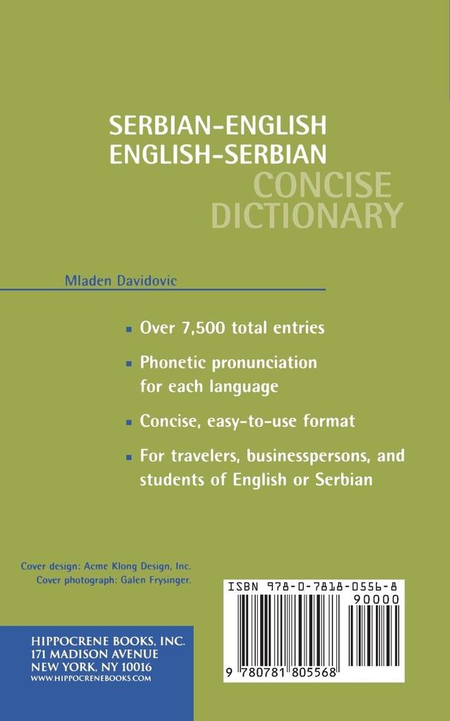 Weitere Ansicht: Serbian/English-English/Serbian Concise Dictionary | Mladen Davidovic