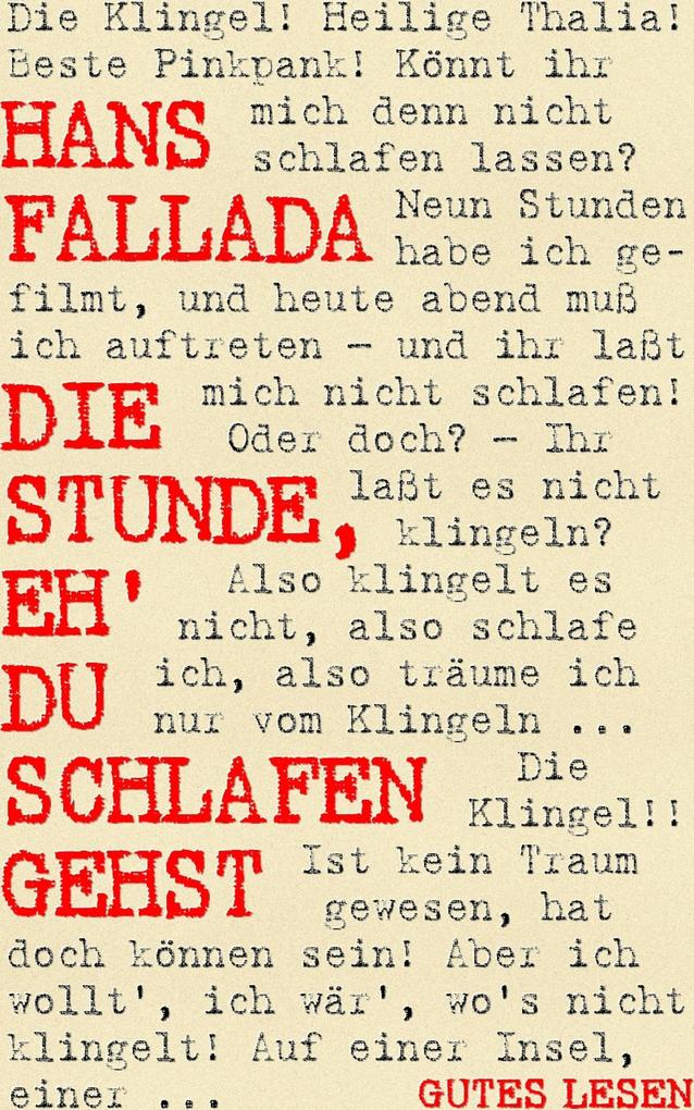 Produktbild: Die Stunde, eh' du schlafen gehst | Hans Fallada