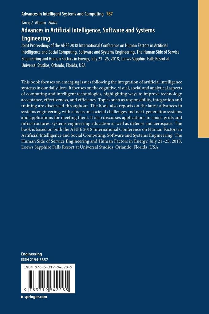 Weitere Ansicht: Advances in Artificial Intelligence, Software and Systems Engineering