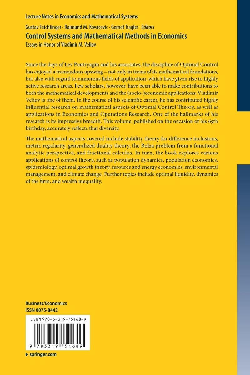 Weitere Ansicht: Control Systems and Mathematical Methods in Economics