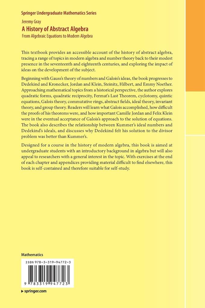 Weitere Ansicht: A History of Abstract Algebra | Jeremy Gray