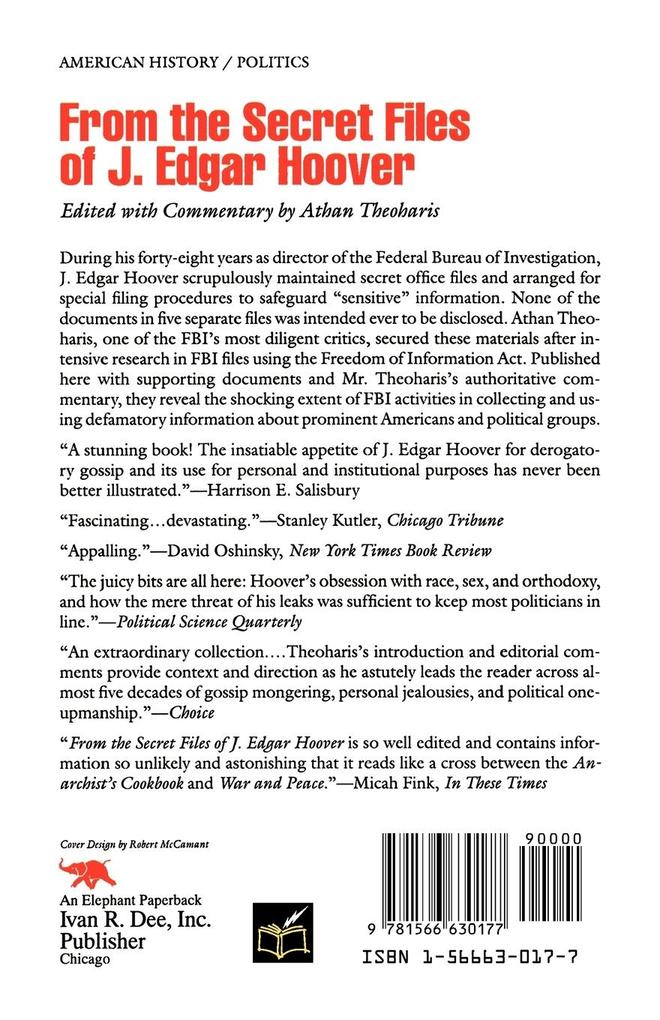 Weitere Ansicht: From the Secret Files of J. Edgar Hoover | Athan Theoharis