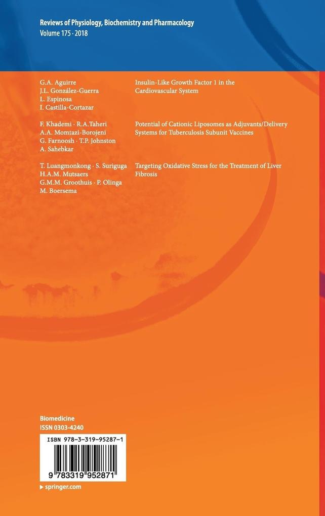 Weitere Ansicht: Reviews of Physiology, Biochemistry and Pharmacology, Vol. 175