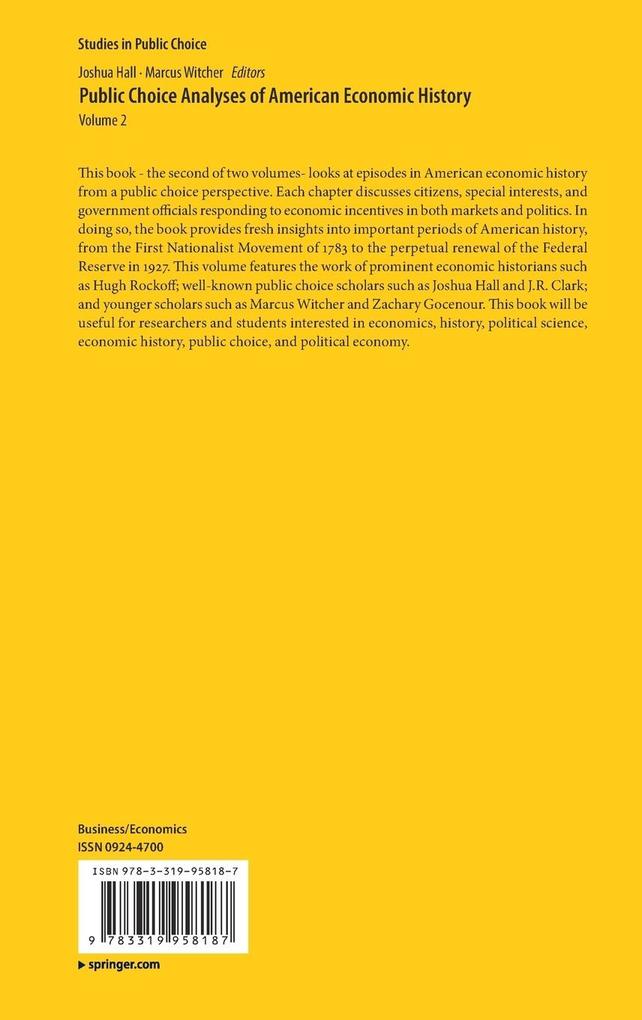 Weitere Ansicht: Public Choice Analyses of American Economic History