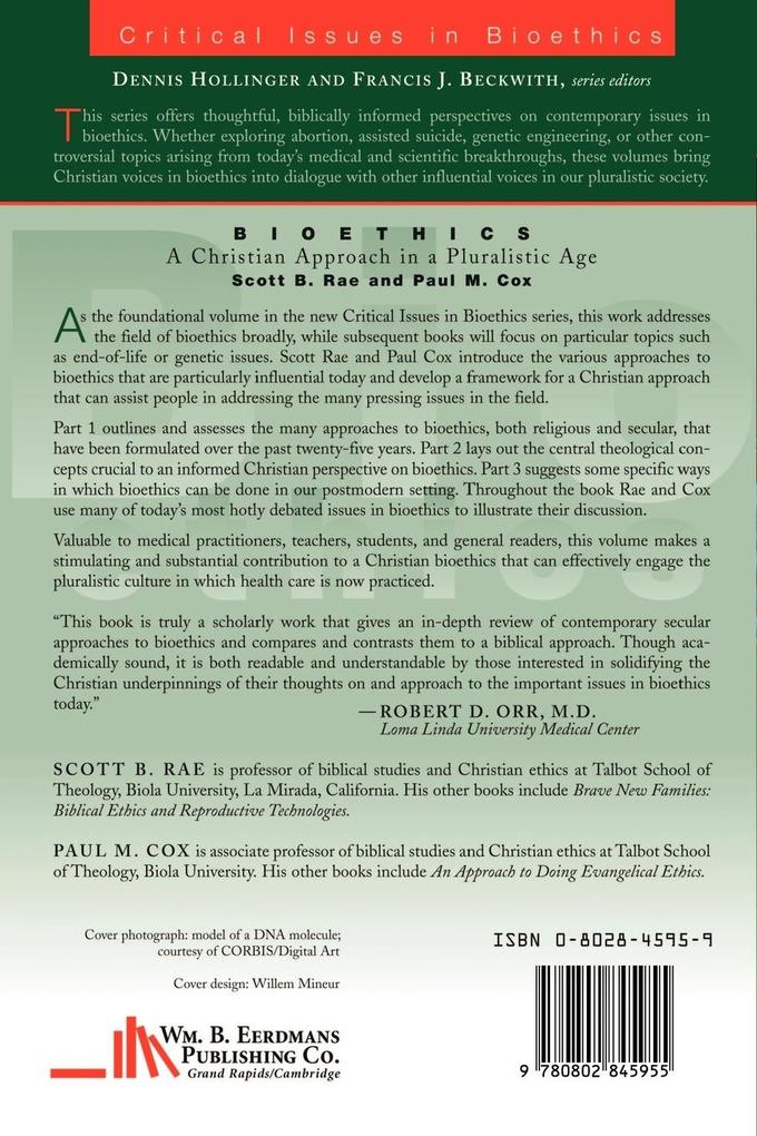 Weitere Ansicht: Bioethics | Scott Rae, Paul Cox
