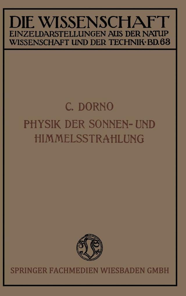 Produktbild: Physik der Sonnen- und Himmelsstrahlung | Carl W. Dorno