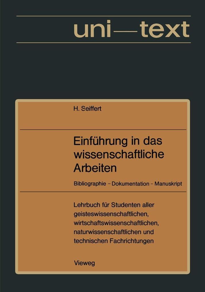 Produktbild: Einführung in das wissenschaftliche Arbeiten | Helmut Seiffert