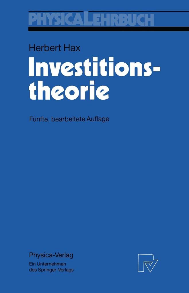 Produktbild: Investitionstheorie | Herbert Hax