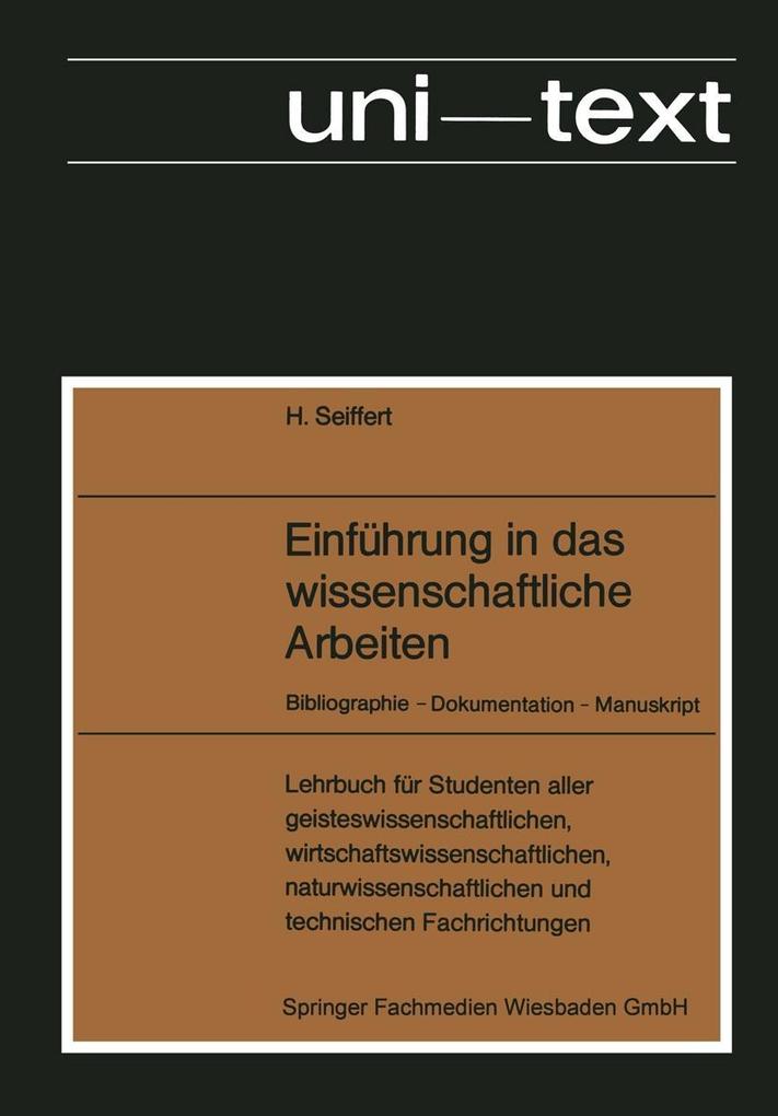 Produktbild: Einführung in das wissenschaftliche Arbeiten | Helmut Seiffert