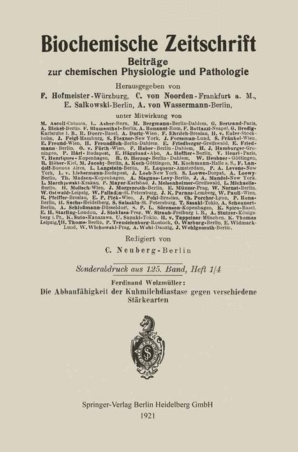 Produktbild: Die Abbaufähigkeit der Kuhmilchdiastase gegen verschiedene Stärkearten | Ferdinand Welzmüller