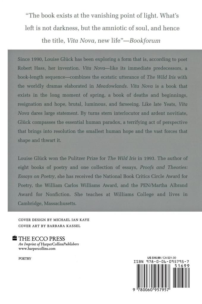 Weitere Ansicht: Vita Nova | Louise Gluck, Louise Glück