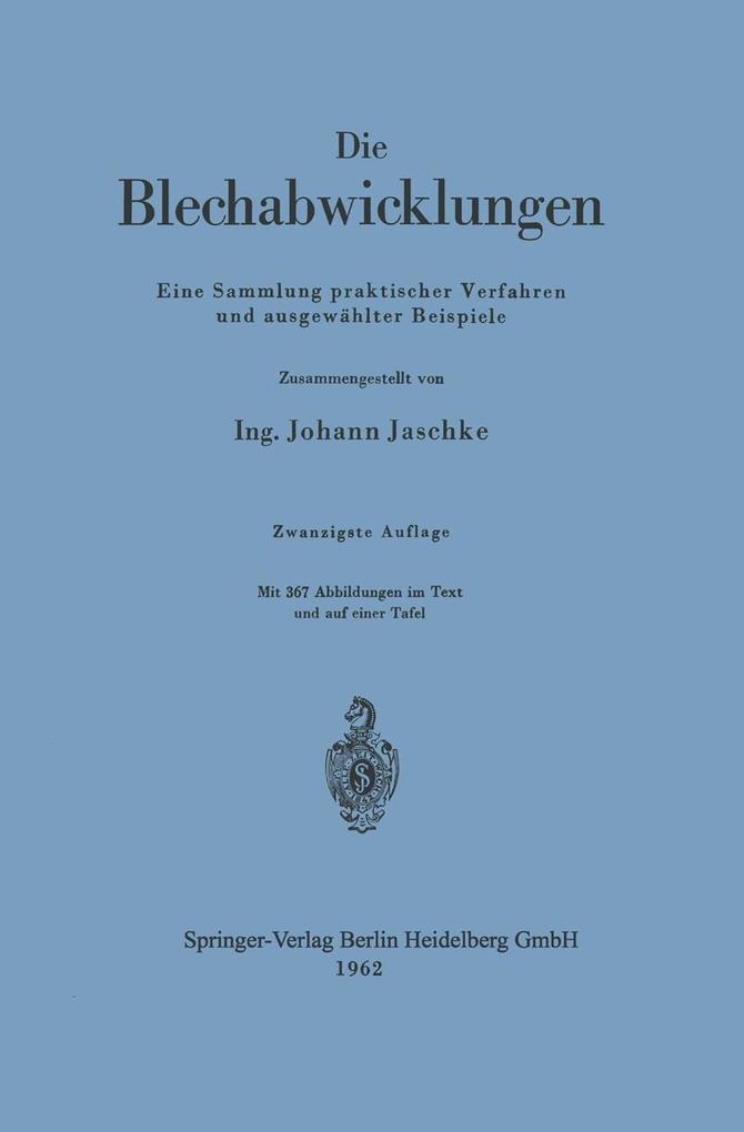Produktbild: Die Blechabwicklungen | Johann Jaschke