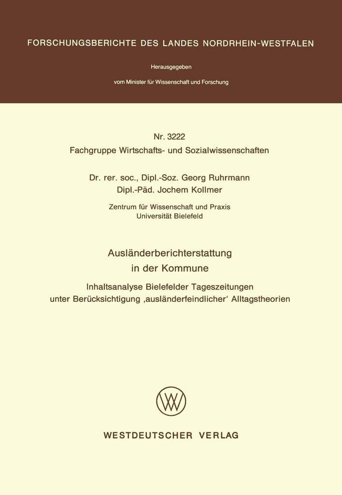 Produktbild: Ausländerberichterstattung in der Kommune | Georg Ruhrmann