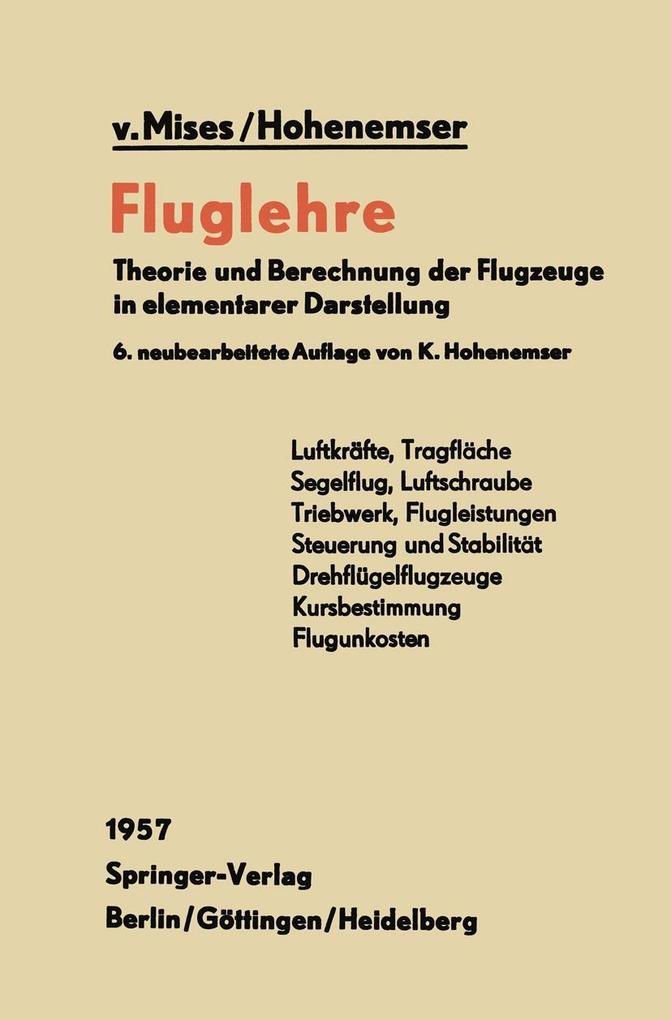 Produktbild: Fluglehre | R. V. Mises, K. Hohenemser