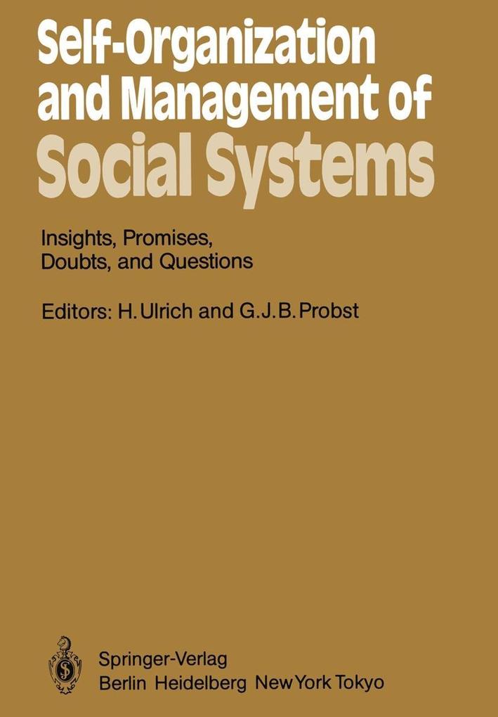 Produktbild: Self-Organization and Management of Social Systems