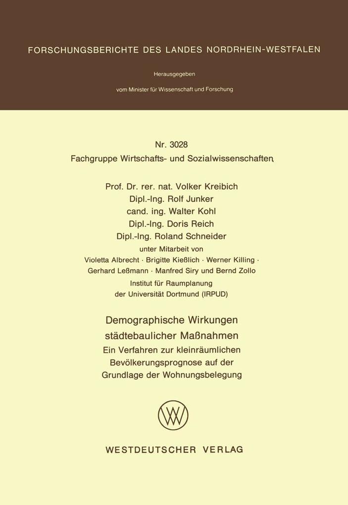 Produktbild: Demographische Wirkungen städtebaulicher Maßnahmen | Volker Kreibich