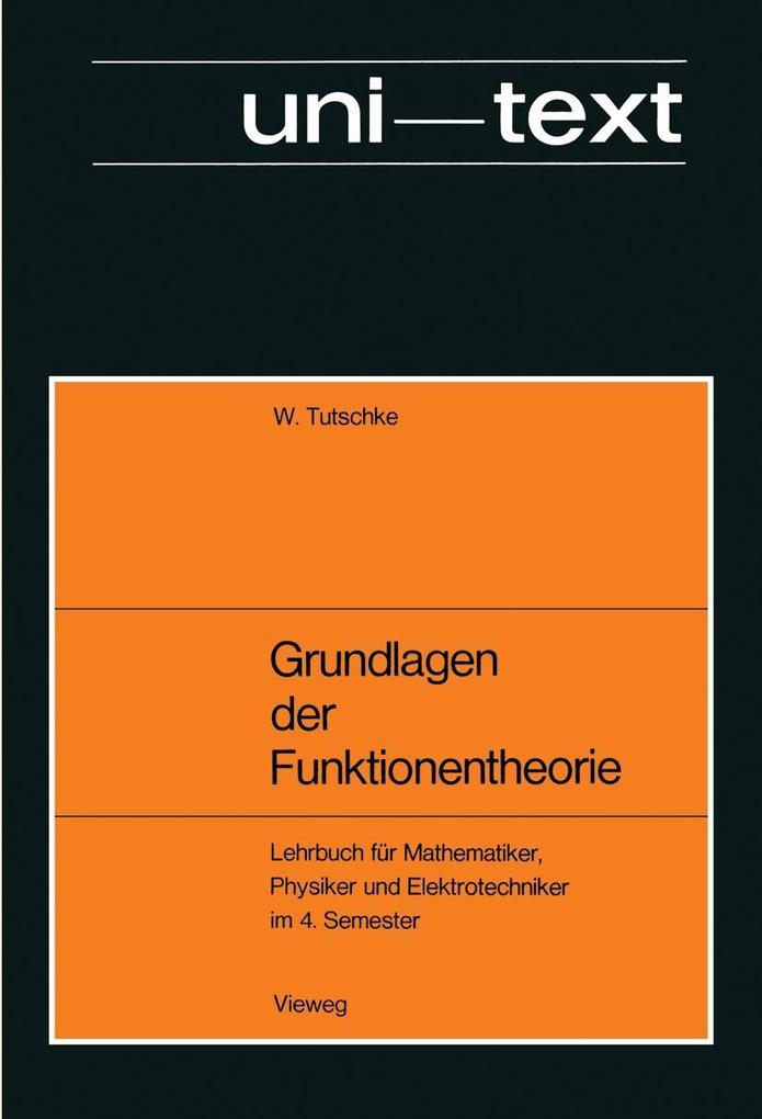 Produktbild: Grundlagen der Funktionentheorie | Wolfgang Tutschke