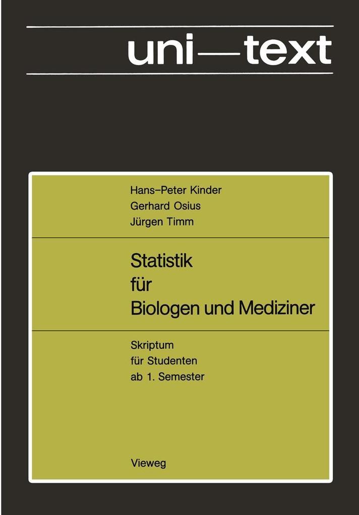Produktbild: Statistik für Biologen und Mediziner | Hans-Peter Kinder