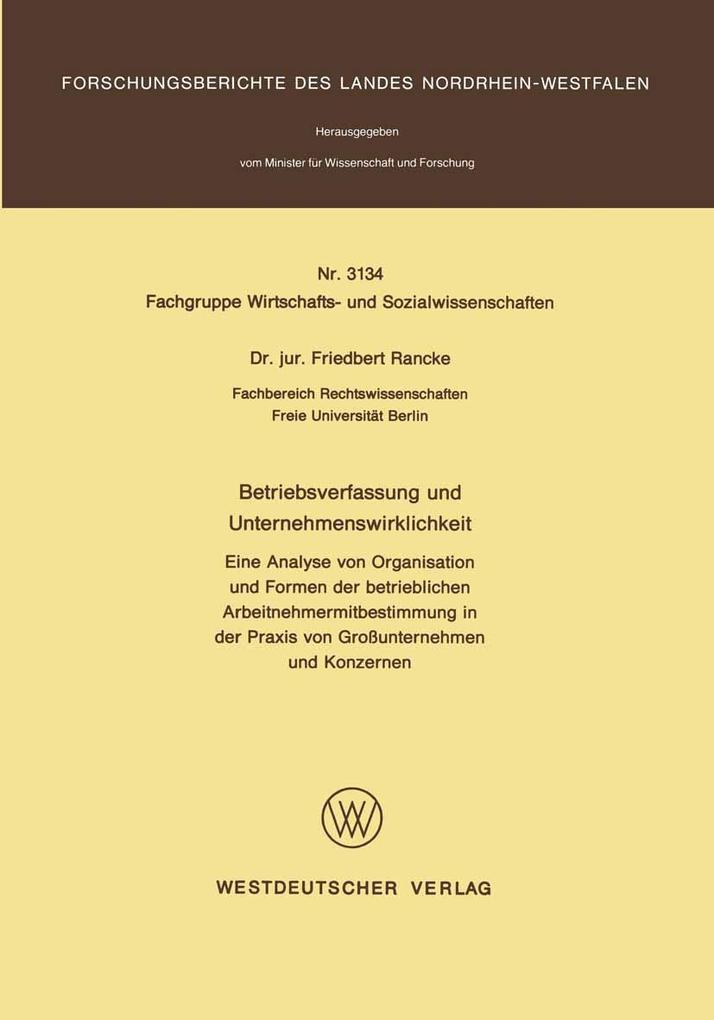 Produktbild: Betriebsverfassung und Unternehmenswirklichkeit | Friedbert Rancke