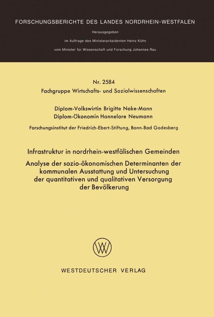 Produktbild: Infrastruktur in nordrhein-westfälischen Gemeinden | Brigitte Nake-Mann
