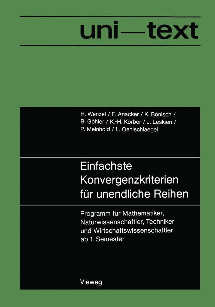 Produktbild: Einfachste Konvergenzkriterien für unendliche Reihen