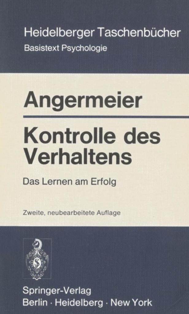 Produktbild: Kontrolle des Verhaltens | Wilhelm F. Angermeier