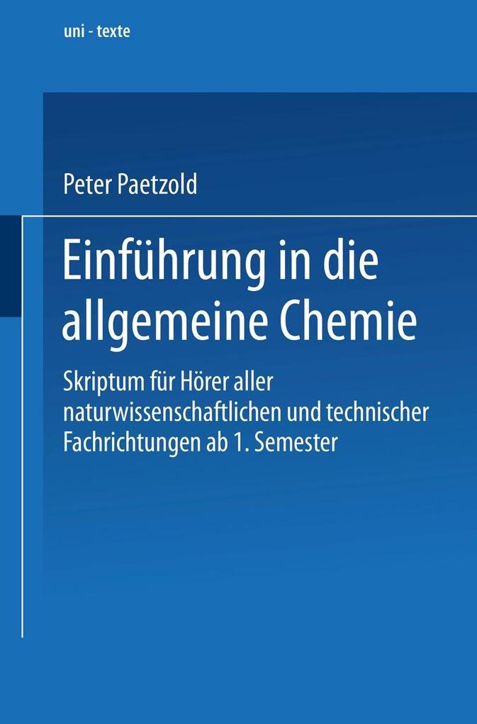 Produktbild: Einführung in die allgemeine Chemie | Peter Paetzold