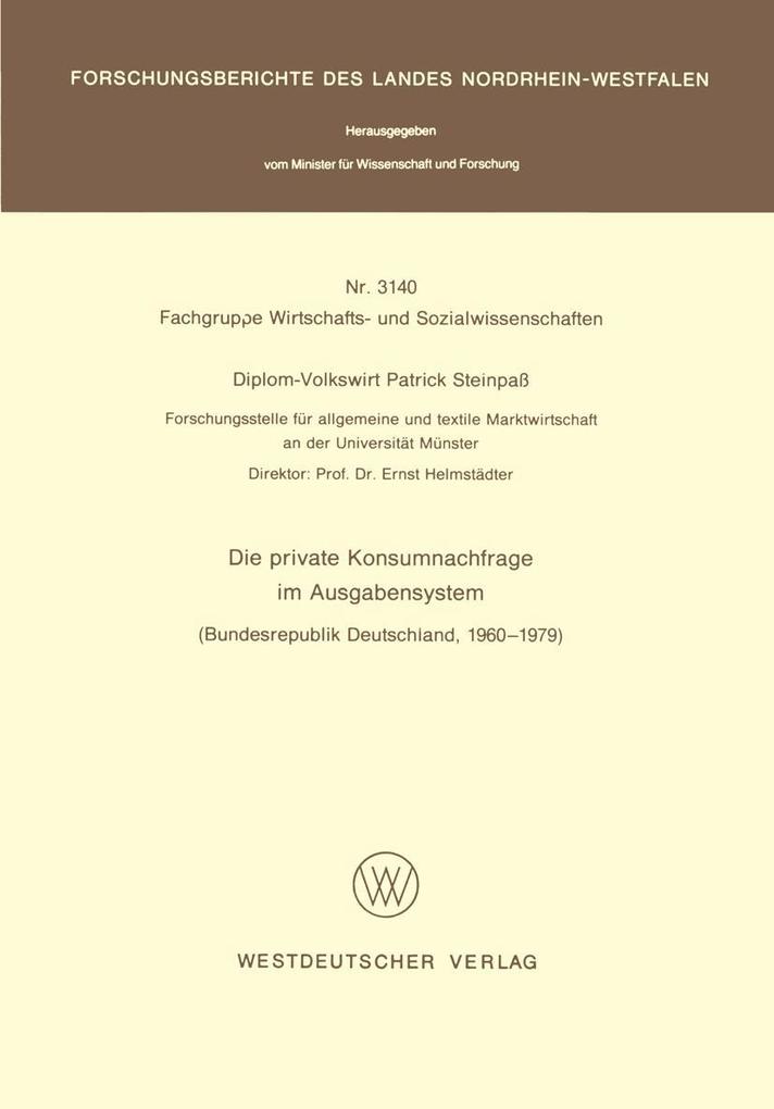 Produktbild: Die private Konsumnachfrage im Ausgabensystem | Patrick Steinpass
