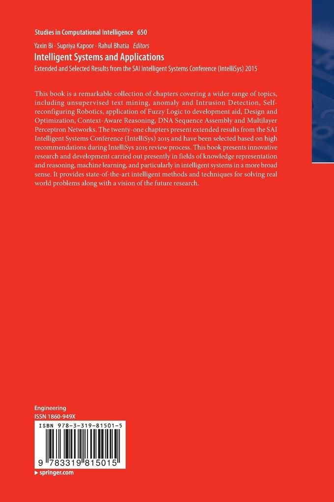 Weitere Ansicht: Intelligent Systems and Applications