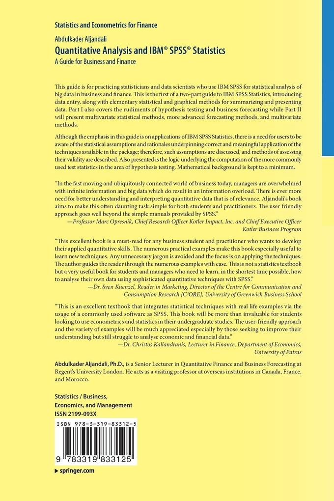 Weitere Ansicht: Quantitative Analysis and IBM® SPSS® Statistics | Abdulkader Aljandali