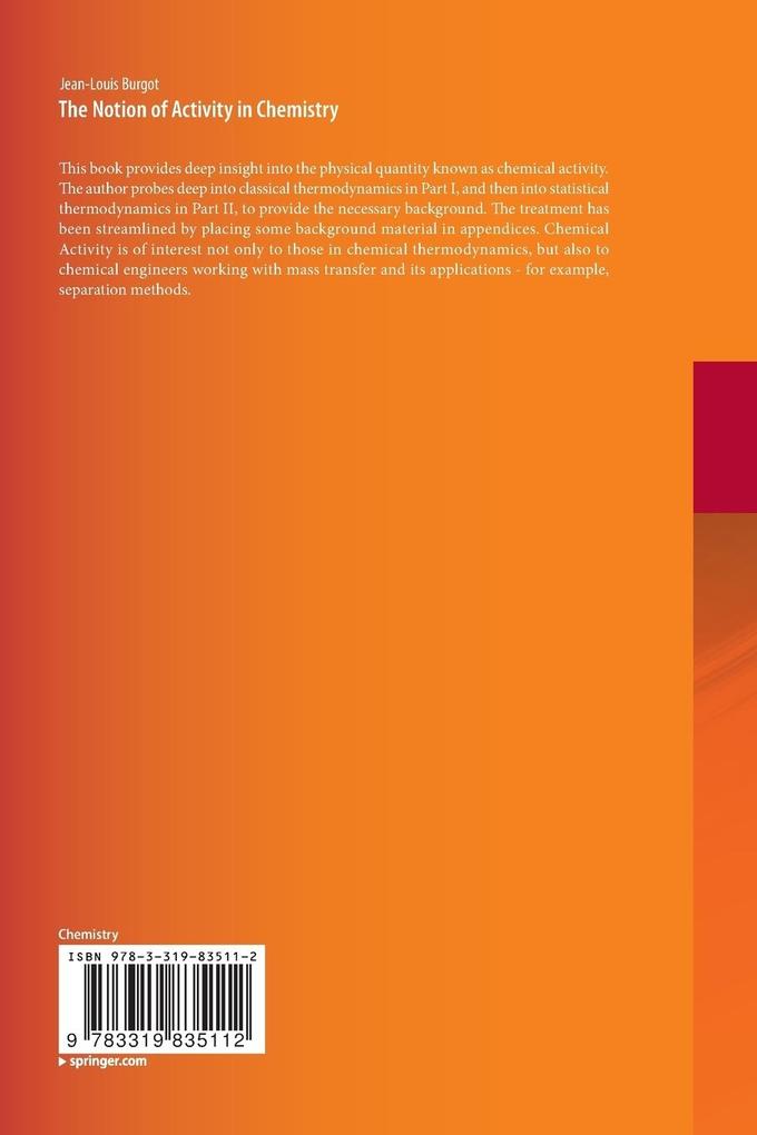 Weitere Ansicht: The Notion of Activity in Chemistry | Jean-Louis Burgot