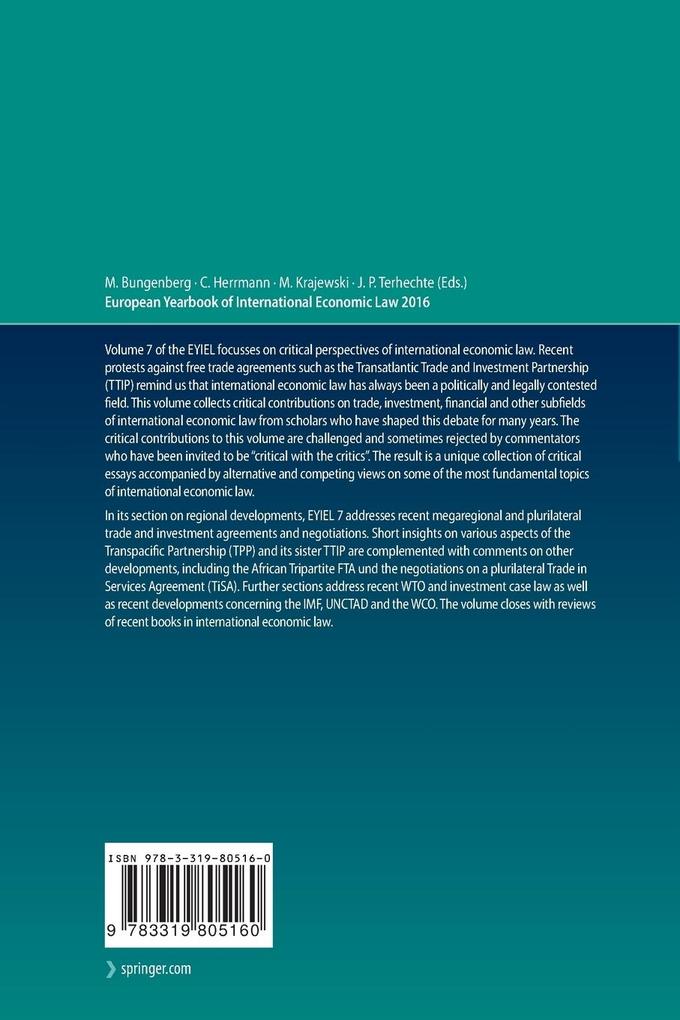 Weitere Ansicht: European Yearbook of International Economic Law 2016