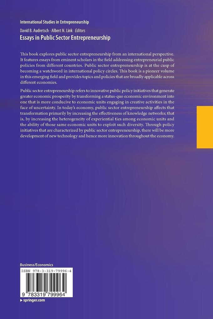 Weitere Ansicht: Essays in Public Sector Entrepreneurship