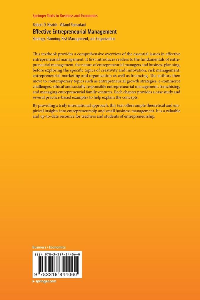 Weitere Ansicht: Effective Entrepreneurial Management | Robert D. Hisrich, Veland Ramadani