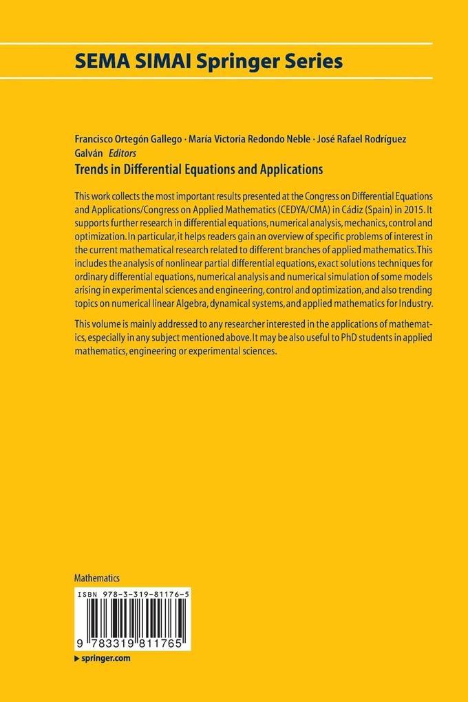 Weitere Ansicht: Trends in Differential Equations and Applications