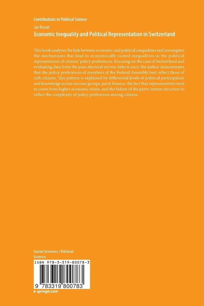 Weitere Ansicht: Economic Inequality and Political Representation in Switzerland | Jan Rosset