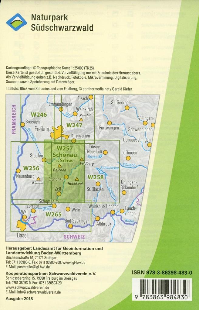 Weitere Ansicht: W257 Wanderkarte 1:25 000 Schönau im Schwarzwald