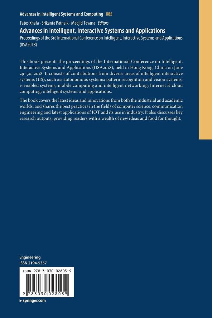 Weitere Ansicht: Advances in Intelligent, Interactive Systems and Applications