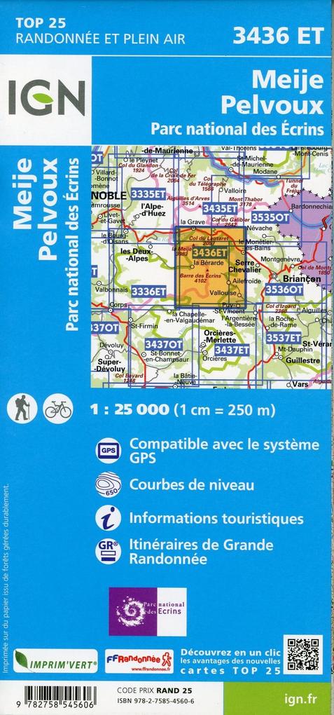Weitere Ansicht: Meije Pelvoux. PN des Ecrins 1:25 000