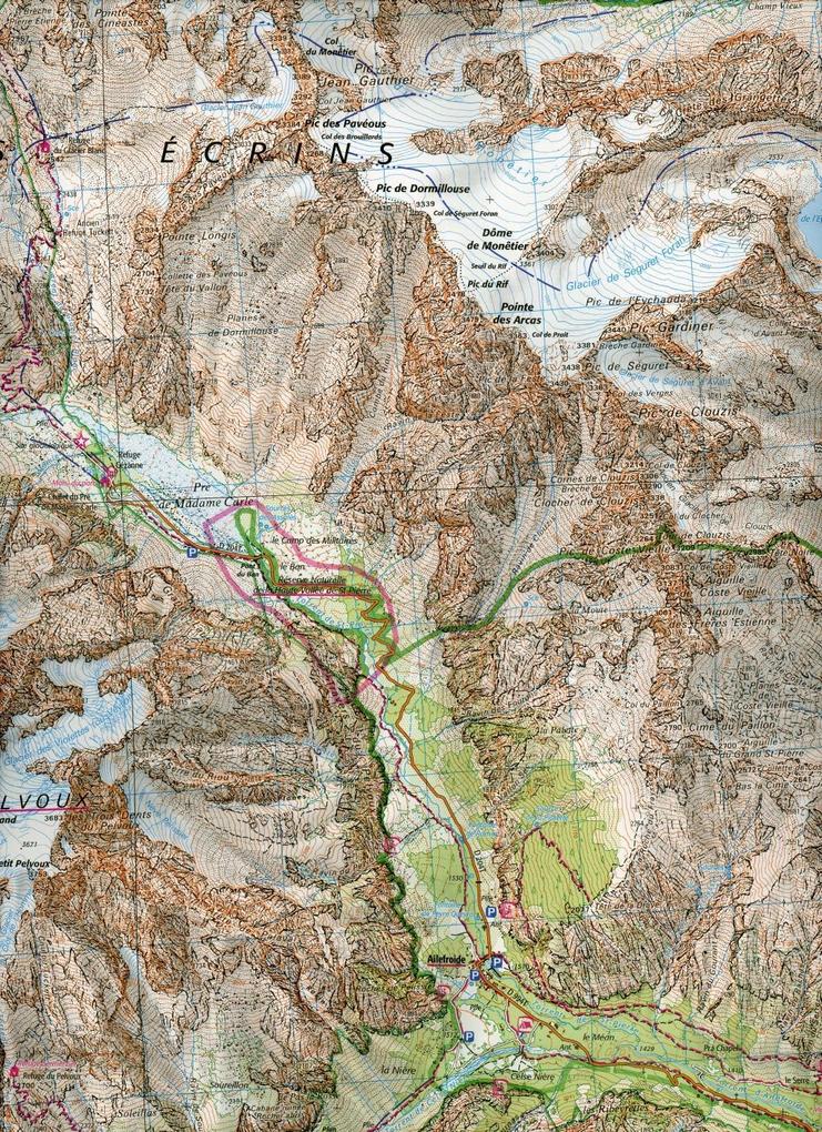 Weitere Ansicht: Meije Pelvoux. PN des Ecrins 1:25 000