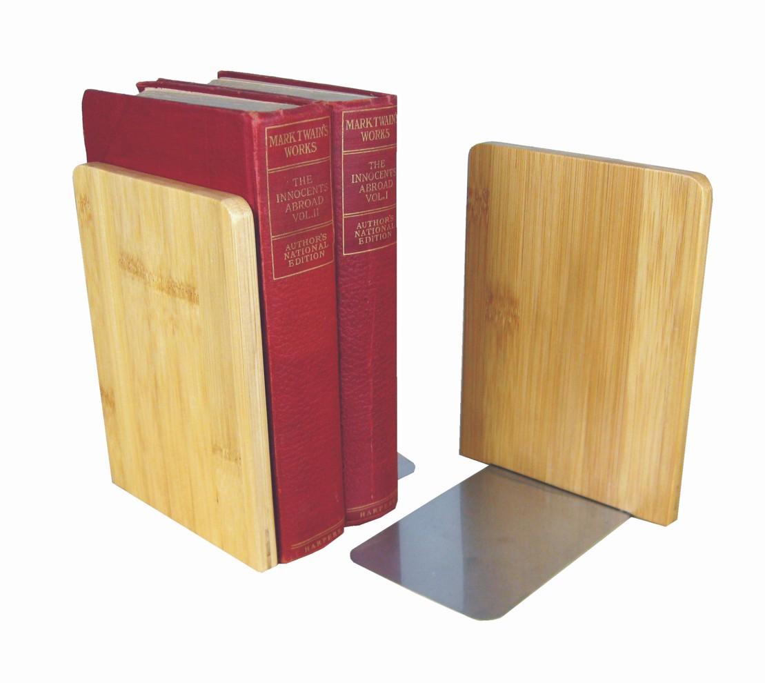 Produktbild: MyLibrary Buchstützen 2er Set | Holz & Edelstahl | Bookends