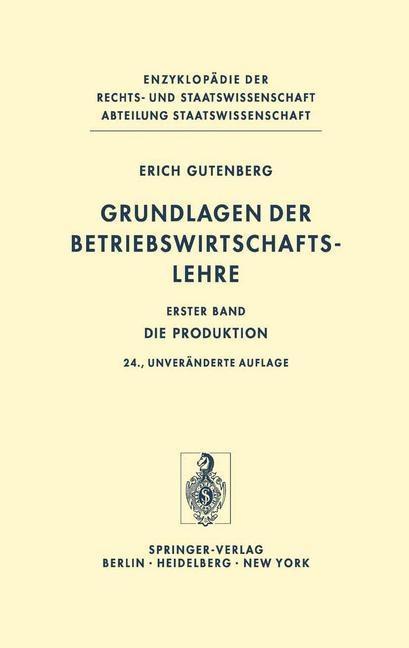 Produktbild: Grundlagen der Betriebswirtschaftslehre | Erich Gutenberg