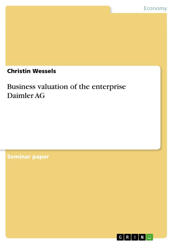 Business valuation of the enterprise Daimler AG als eBook pdf