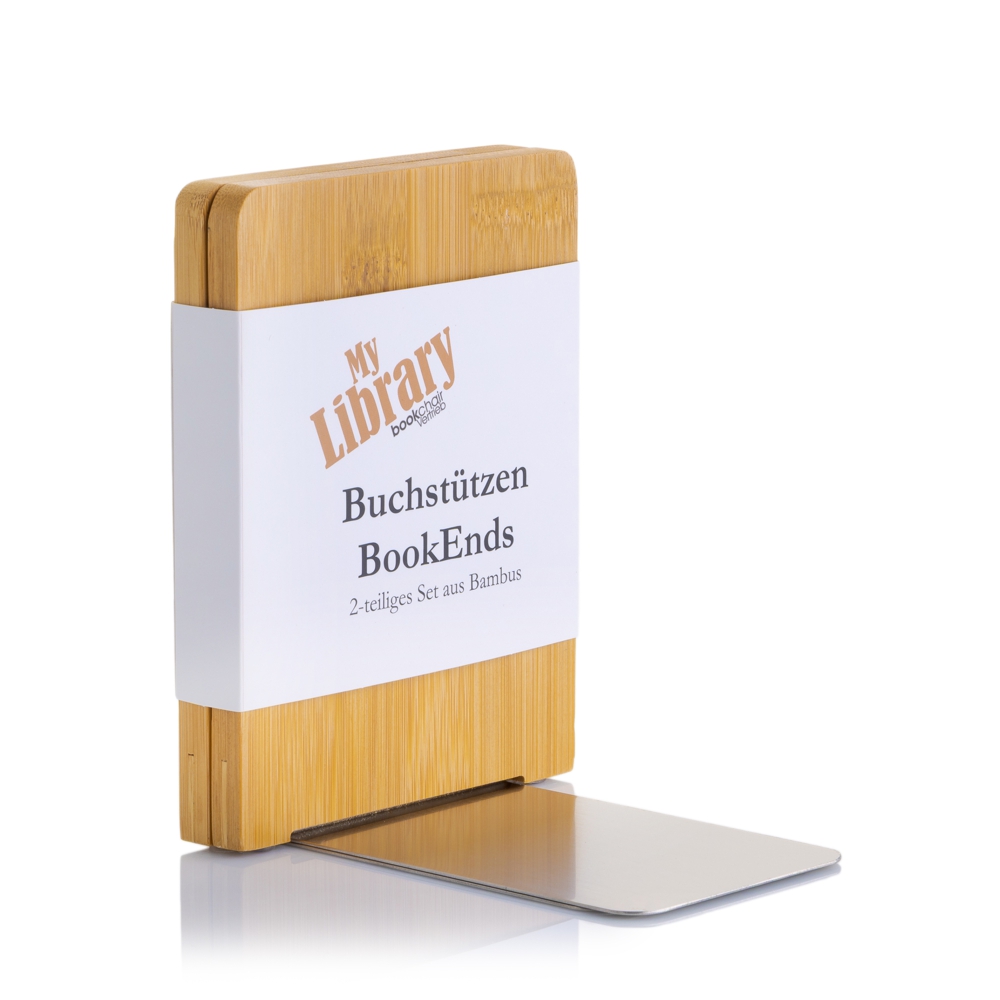 Weitere Ansicht: MyLibrary Buchstützen 2er Set | Holz & Edelstahl | Bookends