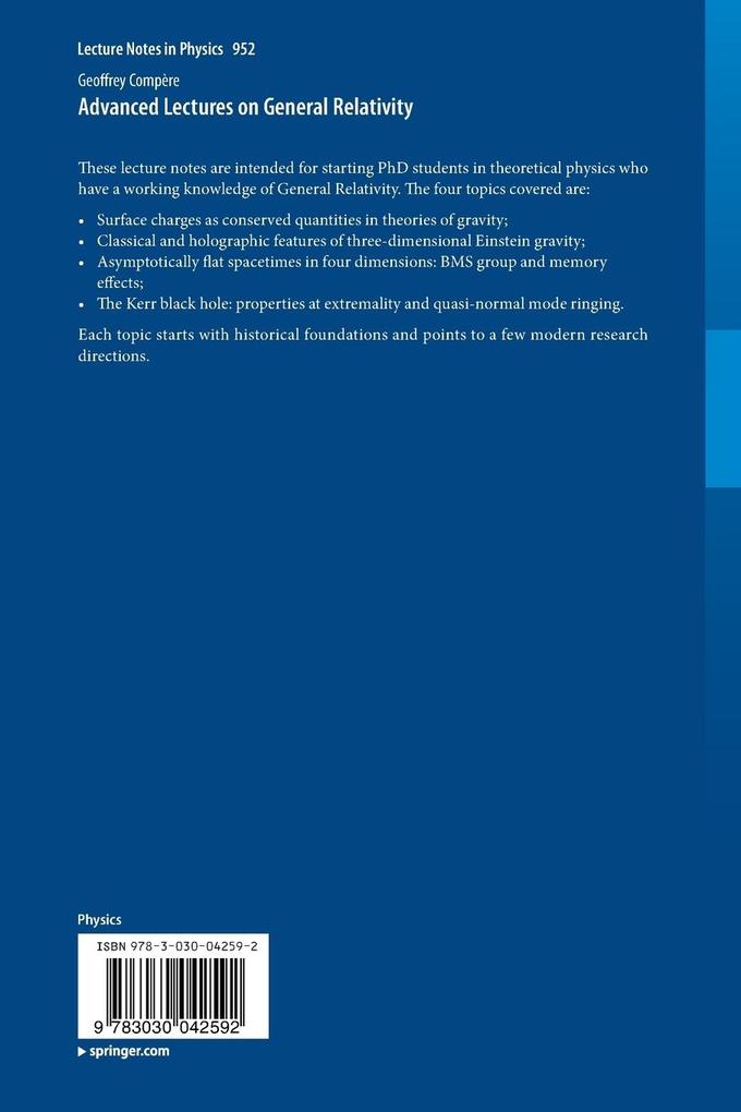 Weitere Ansicht: Advanced Lectures on General Relativity | Geoffrey Compère