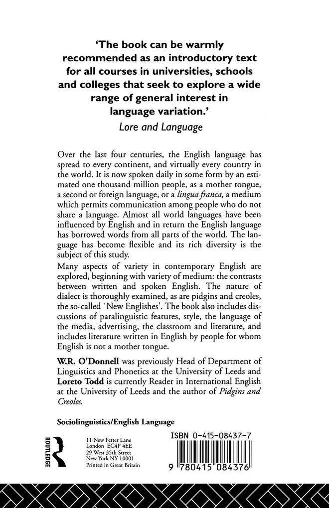 Weitere Ansicht: Variety in Contemporary English | W. R. O'Donnell, LORETO Todd