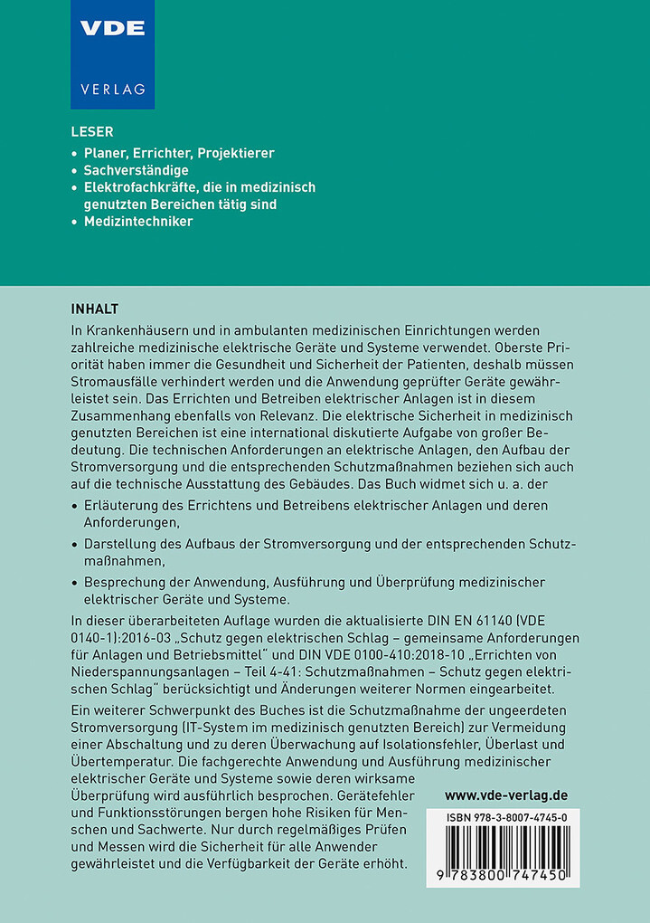 Weitere Ansicht: Elektrische Sicherheit in medizinisch genutzten Bereichen | Wolfgang Hofheinz