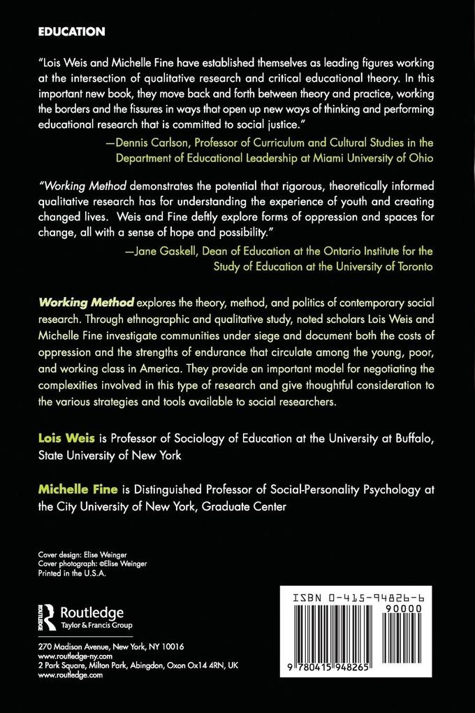 Weitere Ansicht: Working Method | Lois Weis, Michelle Fine