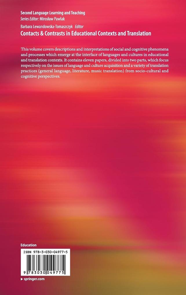 Weitere Ansicht: Contacts and Contrasts in Educational Contexts and Translation